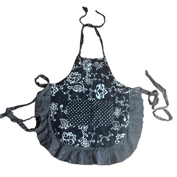 Flirty apron ruffle black & white - Picture 2 of 5
